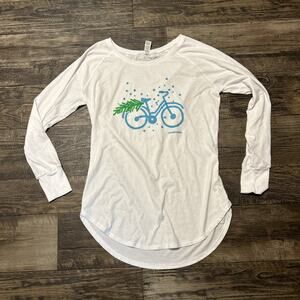 Marushka Bike christmas tree snowflakes Long Sleeve T Shirt Large White Green